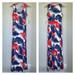 Lularoe Dresses | Lularoe Nwt S M Dani Red White & Blue Tropical Leaf Print Sleeveless Maxi Dress | Color: Blue/Red | Size: S