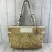 Coach Bags | Coach Signature Pleated Gallery Tote Beige White Jacquard Canvas Leather F14281 | Color: Tan/White | Size: Os