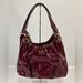 Coach Bags | Coach Burgundy Red Patent Leather Zip/Snap Multi Compartment Shoulder Bag Used | Color: Red | Size: Os