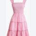 J. Crew Dresses | J.Crew Striped Smocked Tiered Dress Pink And White (Size Small) | Color: Pink/White | Size: S