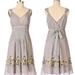 Anthropologie Dresses | Anthropologie Lithe Light Gray Cotton & Silk Summer Dress With Rose Detail Sz 6 | Color: Gray/Yellow | Size: 6