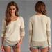 Free People Tops | Free People Diamond Dozen Waffle Knit Thermal Long Sleeve Colorblock Top Sz L | Color: Cream/Tan | Size: L