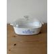 Vintage 1970s Corning Ware Cornflower Pyroflam Casserole Dish (with lid), Mid Century