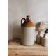 Large Salt Glazed Stoneware Cider Flagon | Antique Earthenware Jug with Loop Handle and Lid