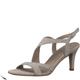 Tamaris Damen Sandalen mit Absatz Leder Stilettoabsatz Sommer; IVORY SUEDE/beige; 37 EU