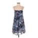 Pull&Bear Casual Dress - Mini Square Sleeveless: Blue Print Dresses - Women's Size Small