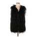 Foxiedox Faux Fur Vest: Mid-Length Black Solid Jackets & Outerwear - Women's Size Medium