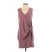 Drew Casual Dress - Shift V-Neck Sleeveless: Burgundy Print Dresses - Women's Size Small