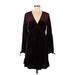 Chelsea & Violet Casual Dress - Mini V-Neck Long sleeves: Burgundy Print Dresses - Women's Size Medium