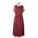 Ava & Aiden Casual Dress - Midi: Red Floral Dresses - Women's Size Large