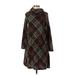 Chris & Carol Casual Dress - Shift Turtleneck Long sleeves: Brown Print Dresses - New - Women's Size Small