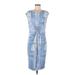 Liz Claiborne Casual Dress - Sheath Scoop Neck Sleeveless: Blue Tie-dye Dresses - Women's Size Medium