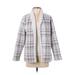 Croft & Barrow Fleece Jacket: Below Hip Gray Plaid Jackets & Outerwear - Women's Size Small Petite