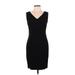Lafayette 148 New York Casual Dress - Sheath V-Neck Sleeveless: Black Solid Dresses - Women's Size 6