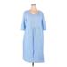 Casual Dress - Shift Scoop Neck 3/4 sleeves: Blue Print Dresses - Women's Size 3X