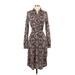 Nieves Lavi Casual Dress - Shirtdress Collared 3/4 sleeves: Brown Dresses - Women's Size 4