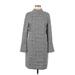 Karl Lagerfeld Paris Casual Dress - Sweater Dress: Gray Chevron/Herringbone Dresses - Women's Size 8