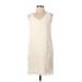 Theory Casual Dress - Mini V Neck Sleeveless: Ivory Solid Dresses - Women's Size 2