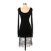 BCBGMAXAZRIA Casual Dress - Party Scoop Neck Long sleeves: Black Solid Dresses - Women's Size Small