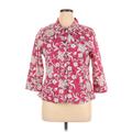 Kaktus Denim Jacket: Below Hip Pink Print Jackets & Outerwear - Women's Size X-Large