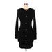 Shein Casual Dress - Bodycon Crew Neck Long sleeves: Black Print Dresses - Women's Size Medium