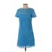 Lilly Pulitzer Casual Dress - Mini High Neck Short sleeves: Blue Print Dresses - Women's Size Small