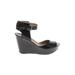 Kenneth Cole REACTION Wedges: Black Solid Shoes - Women's Size 6 - Peep Toe