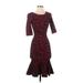 Milly Casual Dress - A-Line: Burgundy Leopard Print Dresses - Women's Size P