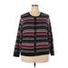 Croft & Barrow Cardigan Sweater: Black Print Sweaters & Sweatshirts - Women's Size 2X-Large