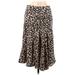 Halogen Casual Midi Skirt Midi: Tan Leopard Print Bottoms - Women's Size Medium