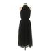 White House Black Market Cocktail Dress - Party Halter Sleeveless: Black Solid Dresses - Women's Size 6