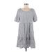 BeachLunchLounge Casual Dress - A-Line Scoop Neck Short sleeves: Gray Print Dresses - Women's Size Medium