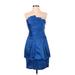 BCBGMAXAZRIA Cocktail Dress - Party Strapless Sleeveless: Blue Solid Dresses - Women's Size 6