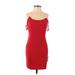 Lulus Casual Dress - Mini Open Neckline Short sleeves: Red Print Dresses - New - Women's Size X-Small