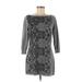 White House Black Market Casual Dress - Sweater Dress: Gray Paisley Dresses - Women's Size Medium