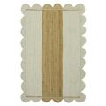 CASAVANI Jute Rug Kilim Rug 6 Square Rugs for Bed Room Braided Rug Indoor Outdoor Use White Beige Scalloped Jute Rug Flatweave Rugs for Large Area Dining Side Square Mat Hall Room Patio Doormat