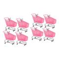 TOYANDONA 8 Pcs Miniature Shopping Trolley Small Supermarket Small Shopping Trolley Makeup Toys Storage Toys Cake Toy Supermarket Cart Toy Mini Cart Shopping Trolley Toy Plastic Pink Desk