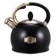 Stove Top Whistling Tea Kettle, Tea Kettle 3L Whistle Kettle Stainless Steel Whistling Teakettle Handle Kettle for Induction Gas Tea Pot (Color (Color (Color : Black, Size : 18 * 23.5cm)
