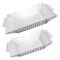 POPETPOP 2pcs Bbq Grill Basket Grilling Gifts for Men Outdoor Bbq Stainless Steel Grill Grate Barbecue Baskets Outdoor Griddle Grill Camping Grill Food Grill Meat Large 430 Stainless Steel