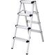 Telescoping Ladder, with Anti-Slip Sturdy Folding Step Stand 3/4 Steps Ladder Aluminum Lightweight Ladder Stepladder (Color : Silver, Size : 4 Step) surprise gift