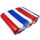 Heavy Duty White Blue Red Tarpaulin Roll Plastic Cloth Stripe Tarpaulin Canvas Tent Waterproof Outdoor Camping For Cargo Coverage (Size:3x20m)