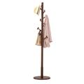 Floor-Standing Coat Rack,Wooden Coat Rack,Clothes Rack with 8 Hooks Disc Base,Stand Entryway Coat Hanger,Easy Assembly for Clothes Living Room Bedroom,Walnut