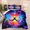 King Size Duvet Blue Butterfly Anti Dust Mite Duvet - Anti Allergen Coverless Duvet - All Year Round Soft Microfiber Quilt Double Machine Washable Duvets,2 Pillowcase