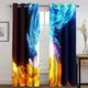 KLZUOPT Exquisite Curtain Blackout Curtain Lining - Red Blue Flame Cool 79X85 Inch Energy Saving Thermal Curtain With Eyelet Top Privacy Protected For Bedroom, Thick Curtains For Winter, 3D Curtains