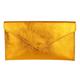 Girly Handbags Womens Italian Suede Leather Envelope Clutch Bag Metallic Orage