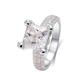 18K White Gold Moissanite Wedding Band, Princess Square Engagement Ring for Women Princess-Shape White Moissanite 3ct Womens Ring Size T 1/2