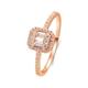 18K Rose Gold Moissanite Engagement Ring, Square Engagement Ring for Women White Moissanite 0.43ct Promise Rings for Women Size L 1/2