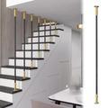 Metal Railing Posts I-shaped Pipes, Balusters Spindle For Indoor Stairway, Villas Balcony Terrace Hand Rail, Gold+Black (Size : 115cm/45.3 inch)