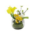 KiLoom Artificial Flowers Artificial Calla Lily Potted Plant, Fake Bonsai Potted Flower Arrangements with Glass Vase for Office, Bedroom, Table Centerpieces Decor Home Decor small gift