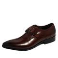 AQQWWER Mens Dress Shoes Oxford Shoes Deep Coffee Color/Dark Yellow/Black Mens Business Dress Shoes Genuine Leather Pointed Toe Mens Wedding Shoes (Color : Wine red, Size : 7)